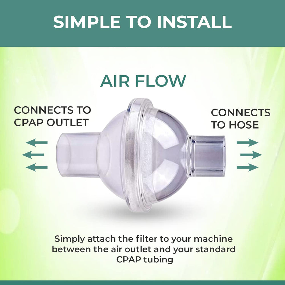 Bistras CPAP filter installed for strong airflow during nightly use.