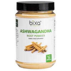 Bixa Botanical Ashwagandha root powder packshot showing premium, lab-tested herbal supplement for energy
