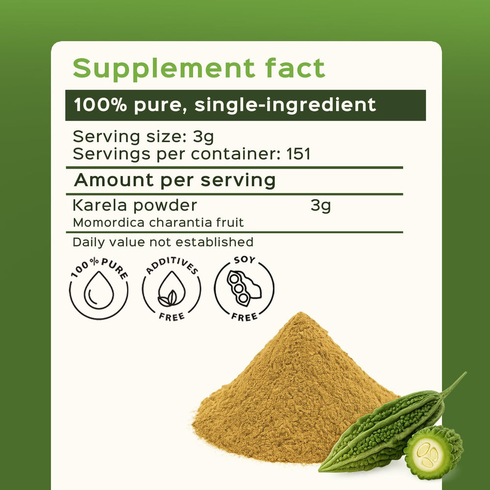 Bixa Botanical Bitter Melon Powder scooping, ready to boost recipes.