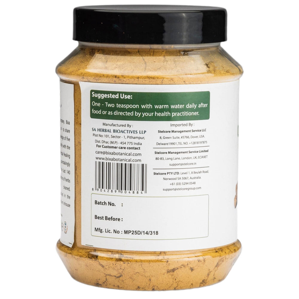 Bixa Botanical Calamus powder prepared with warm water for easy consumption