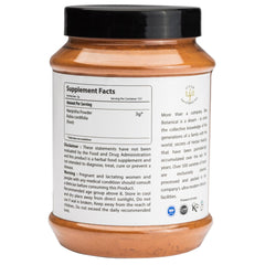 Bixa Botanical Manjistha powder jar shows premium quality in glass.