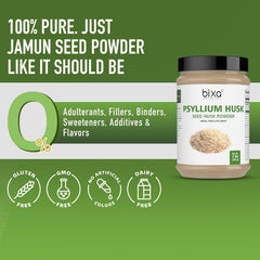 bixa BOTANICAL psyllium powder with measuring spoon and mug