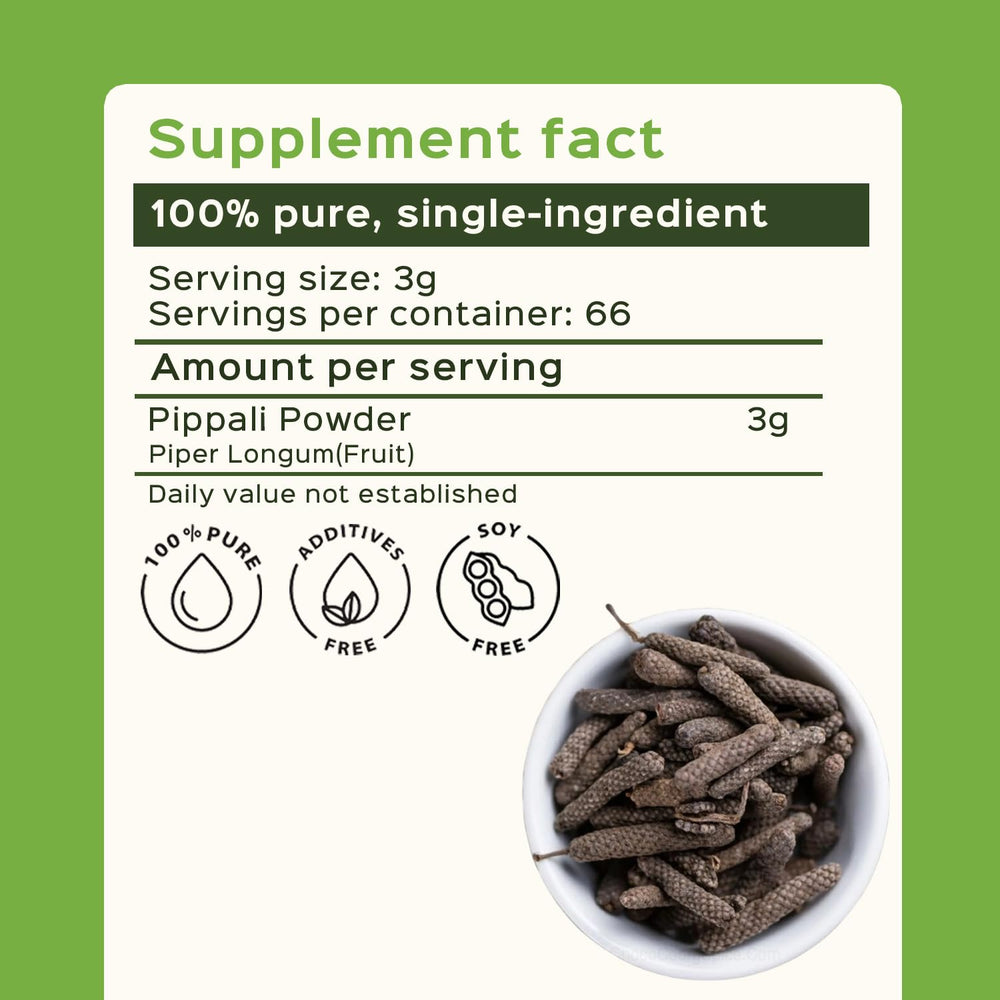 Steam-treated Pippali powder by Bixa Botanical for consistent cooking aroma