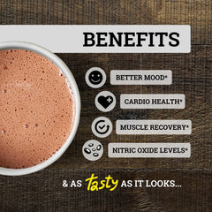 Black Forest 600mg flavanols per serving label communicates potent cocoa benefits for heart-conscious diets.
