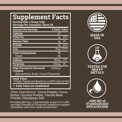 Black Forest 600mg flavonoids per serving powder emphasizes synergy with flavanols for overall health.