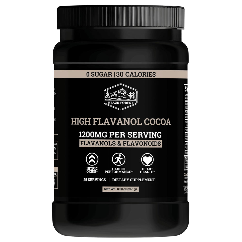 Black Forest high flavanol cocoa powder tub provides rich flavor for daily energy.