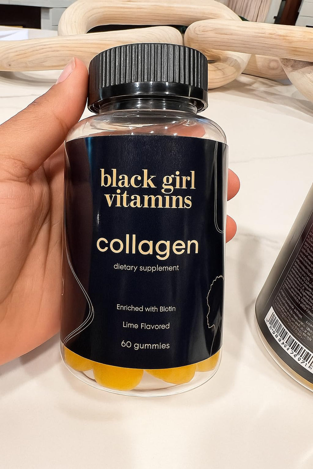 Black Girl Vitamins collagen gummies nutrition label highlights ingredients.