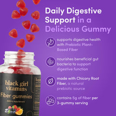 Black Girl Vitamins Fiber Gummies orange flavor close-up highlighting tasty daily fiber