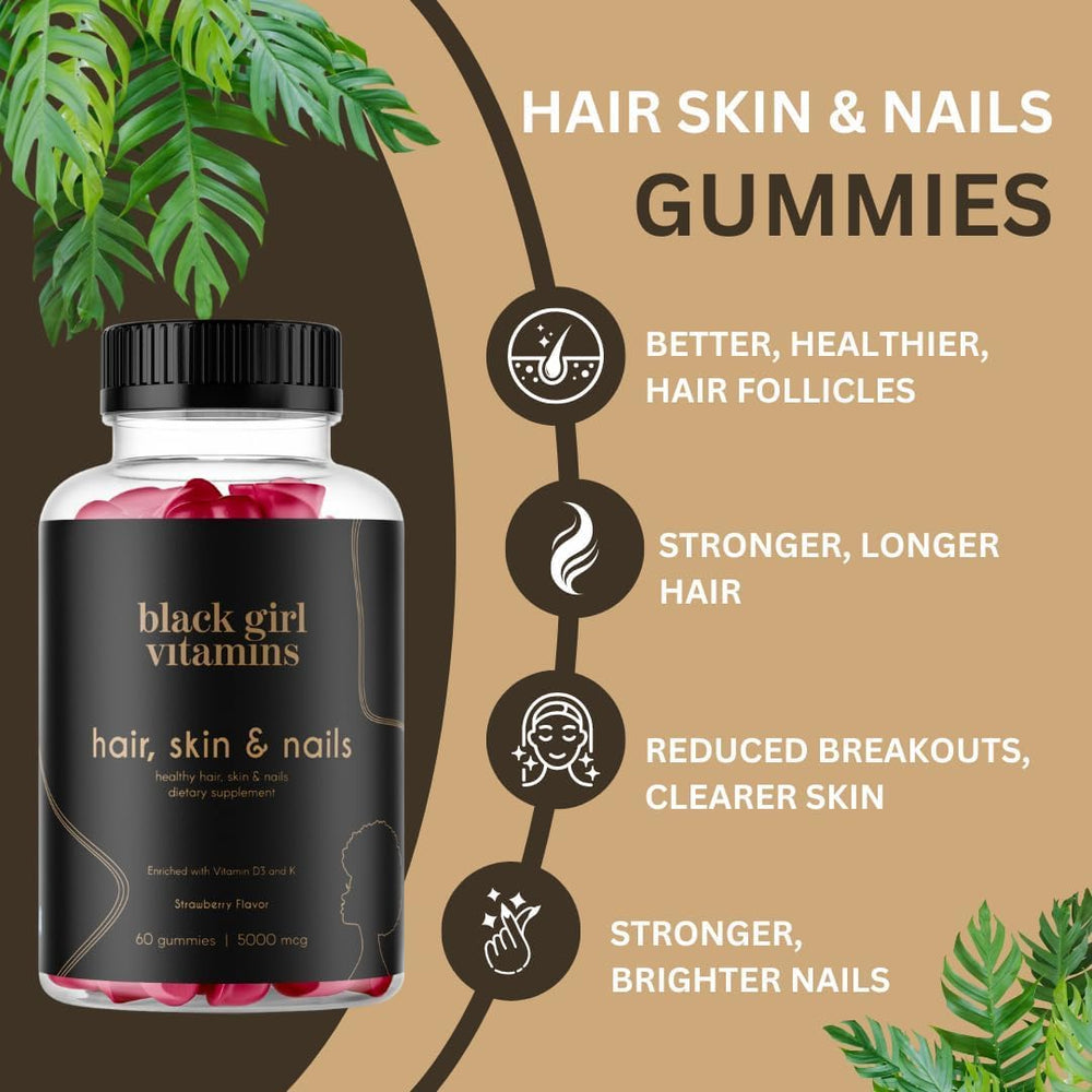 Gummies show passion fruit, peach, mango, and strawberry flavors from Black Girl Vitamins.