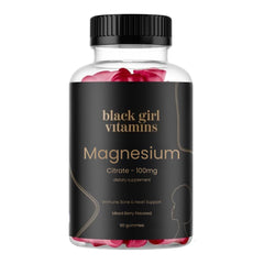 Black Girl Vitamins magnesium gummies bottle for daily support and calm.