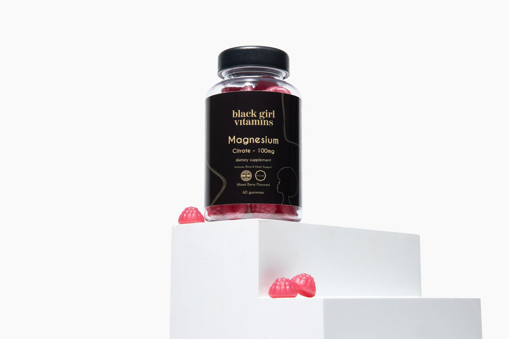Packaging and label of Black Girl Vitamins magnesium gummies.