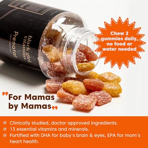 Black Girl Vitamins prenatal gummies ingredients panel emphasizes clean, allergen-friendly formula.