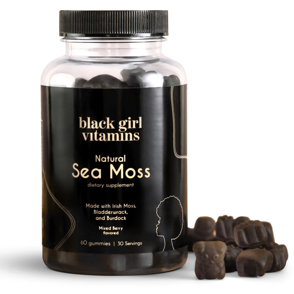Black Girl Vitamins Sea Moss Gummies bottle with Irish sea moss for daily nourishment
