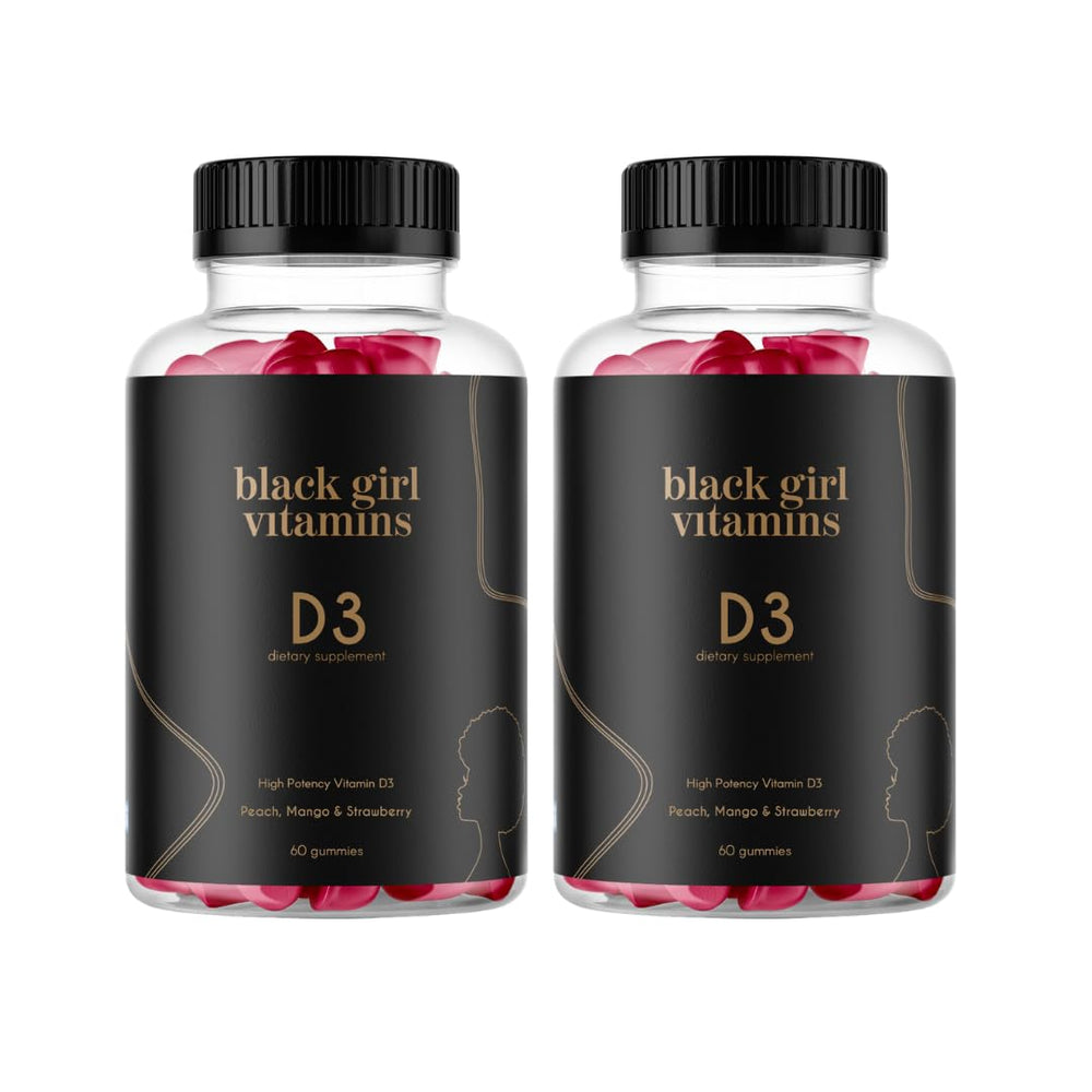 Black Girl Vitamins Vitamin D3 Gummies bottle front showing 2000 IU and immune support