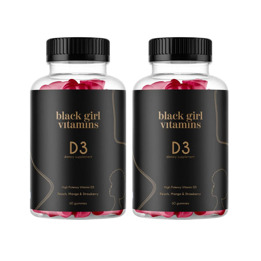 Black Girl Vitamins Vitamin D3 Gummies bottle front showing 2000 IU and immune support