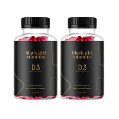 Black Girl Vitamins Vitamin D3 Gummies bottle front showing 2000 IU and immune support