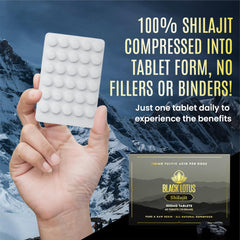 Altai Mountains origin symbol on Black Lotus Shilajit packaging.