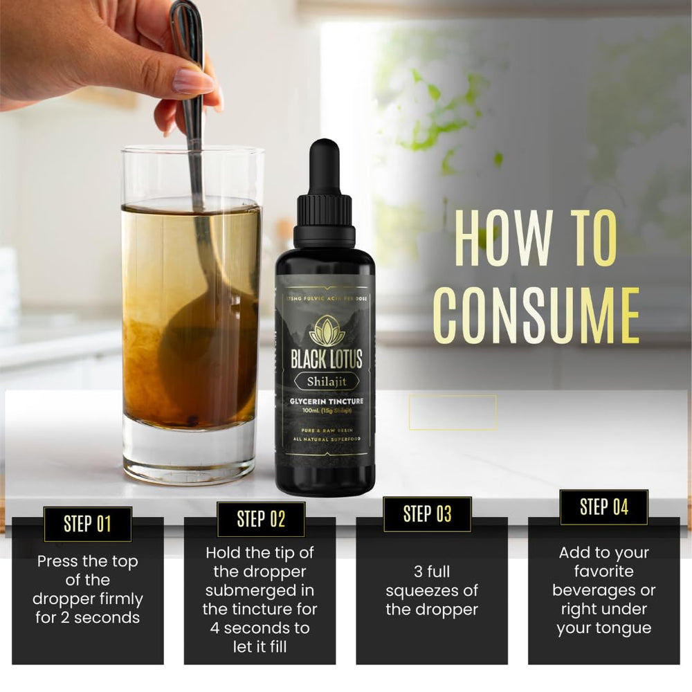 Shilajit being poured into water for a quick energizing ritual.