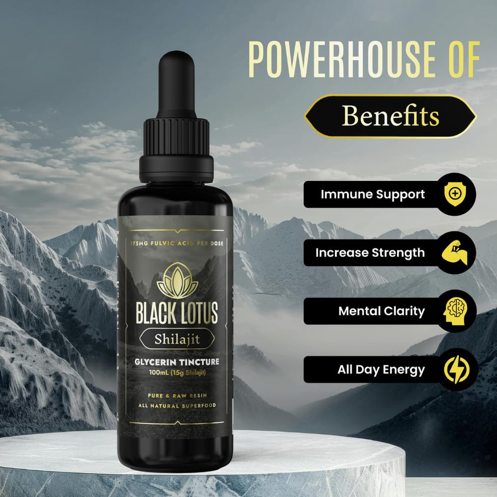 Close-up of Black Lotus Shilajit resin showing raw texture for potency.