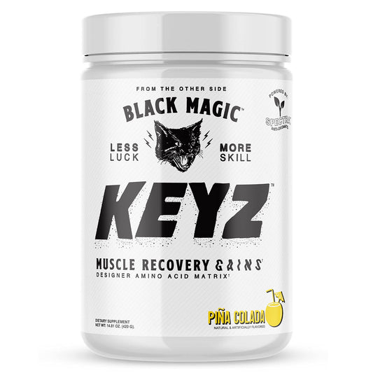 Black Magic Keyz bottle pour in pina colada flavor for post-workout recovery