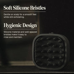Close-up of soft silicone bristles highlighting gentle exfoliation for the scalp