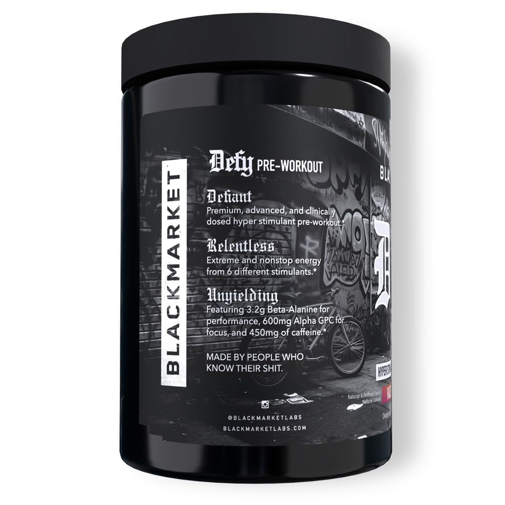 BLACKMARKET DEFY jar spoon shows precise scoop for dosed ingredients