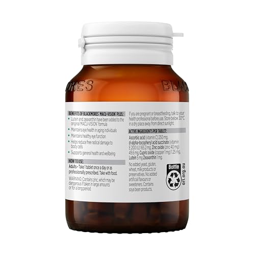 Close-up of Blackmores Macu-Vision Plus label highlighting eye nutrients