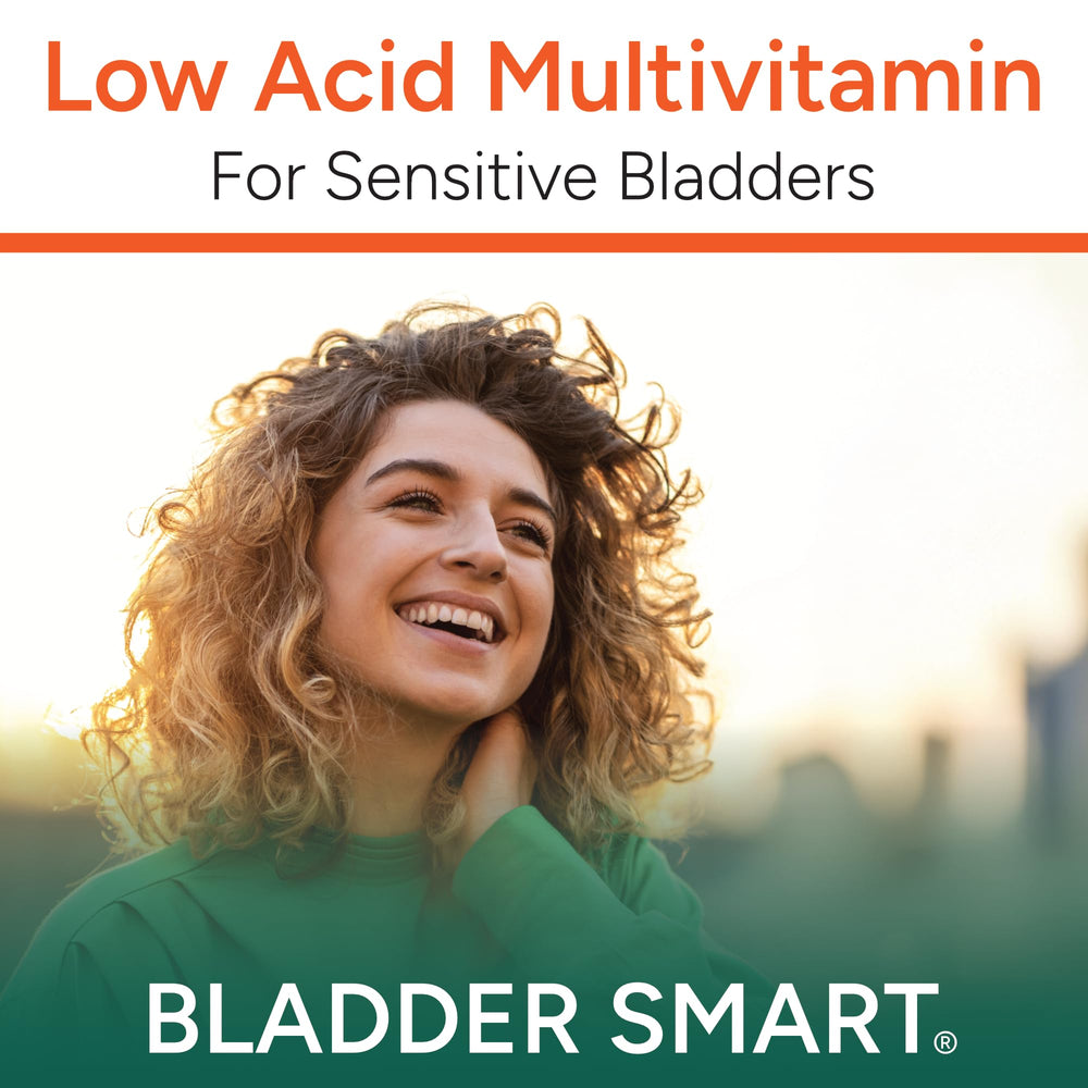 BLADDER SMART bottle back label highlights ingredients designed for sensitive bladders