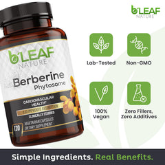 B’Leaf Nature Berberine Phytosome ingredients panel highlighting organic berberine.