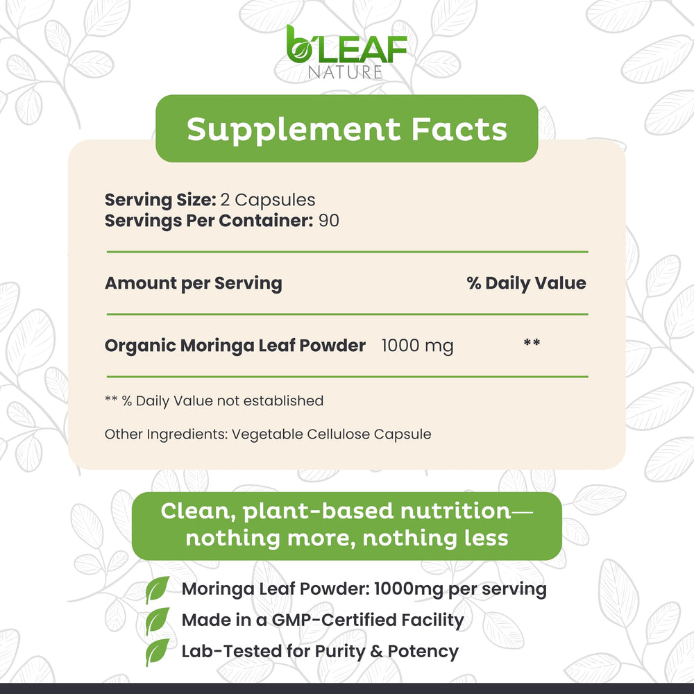 B’LEAF NATURE natural energy support without caffeine.