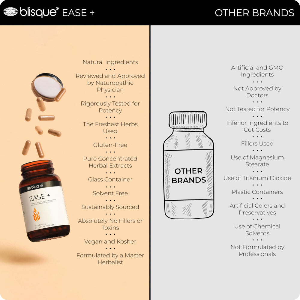 Blisque EASE+ holy basil leaf accent for balanced daily wellness