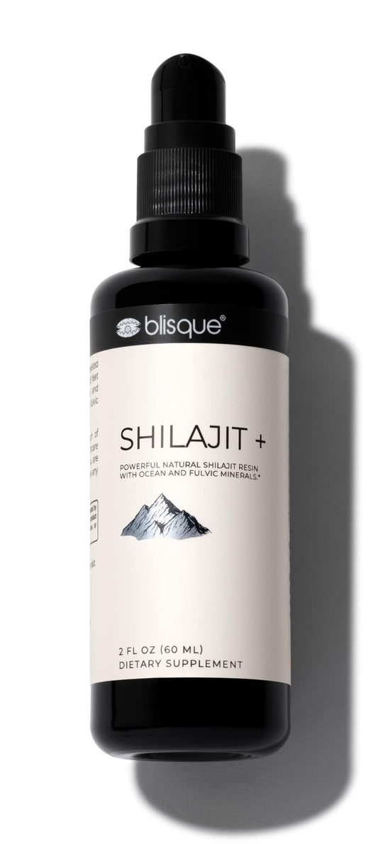 Blisque Himalayan Shilajit resin bottle on a clean surface for daily energy support