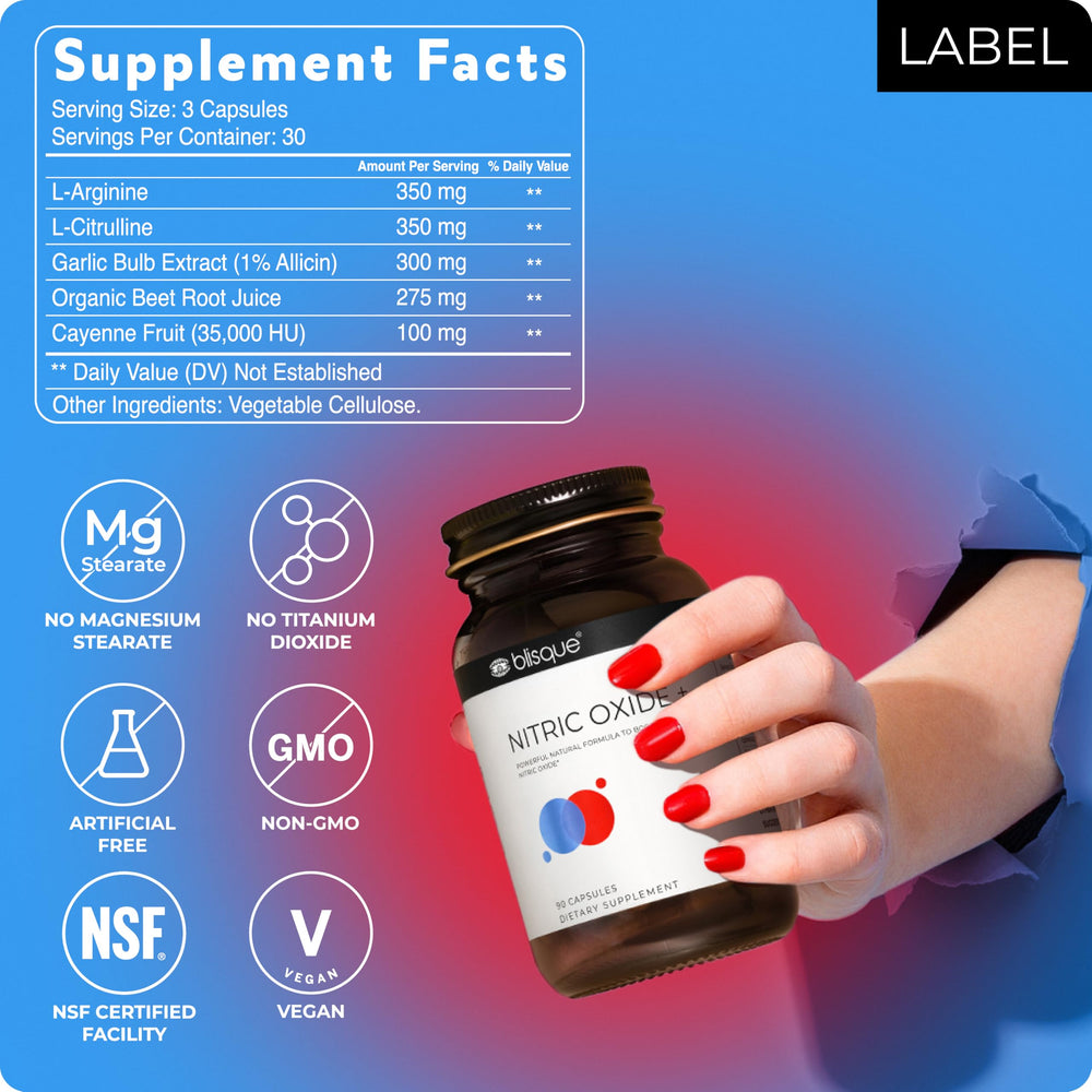 L-Arginine capsule in Blisque Nitric Oxide signaling nitric oxide production support