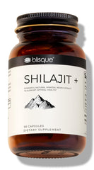 Blisque Shilajit capsules in amber bottle offer daily energy support.