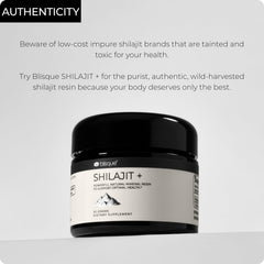 Blisque Shilajit resin label close-up communicates authenticity and quality.