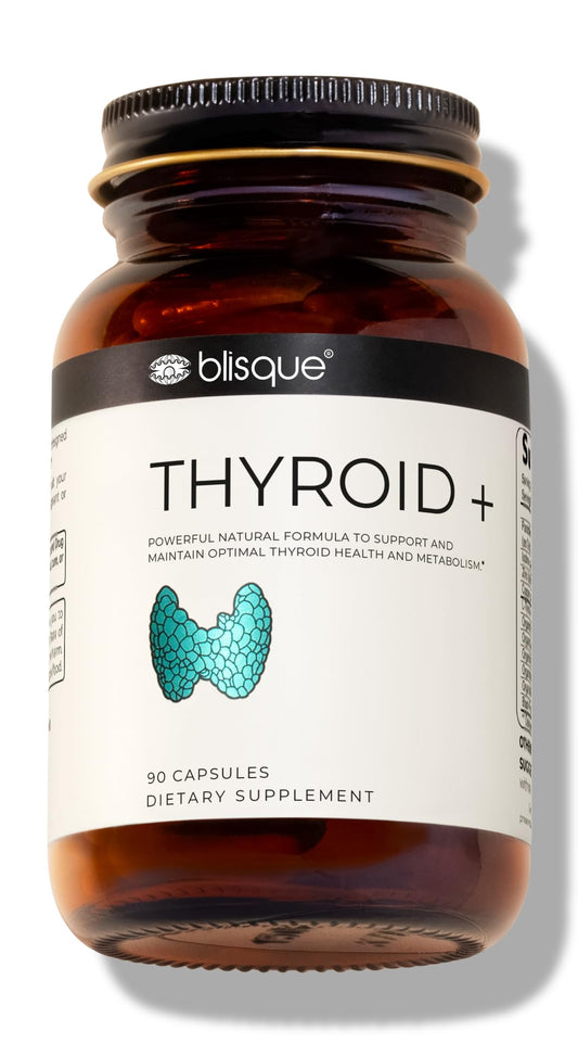 Blisque Thyroid Support bottle—90 capsules for daily wellness.