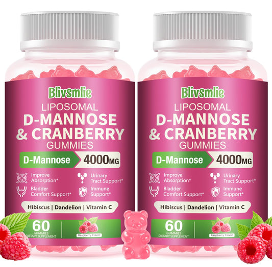 Blivsmlie liposomal D-Mannose gummies bottle view, convenient daily wellness support.