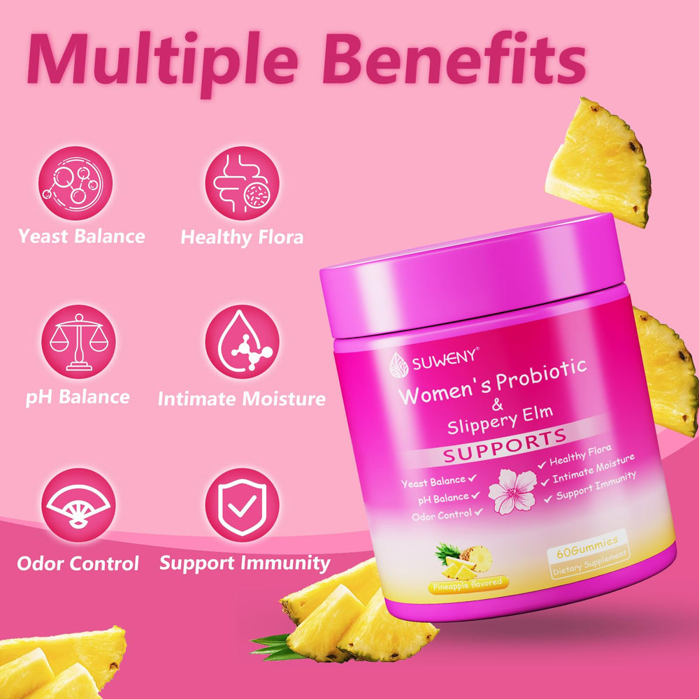 60-count bottle of Blltzzz Her Juicy Feminine Probiotics Gummies on a table.