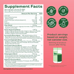 Bloom Nutrition probiotic and enzyme blend supports gut health daily.
