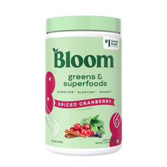 Bloom Nutrition Greens Powder tub with scoop offers a convenient daily nutrient boost