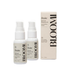 Bloomi Desire Body Oil bottle close-up—fragrance-free, lightweight hydration for calm skin.