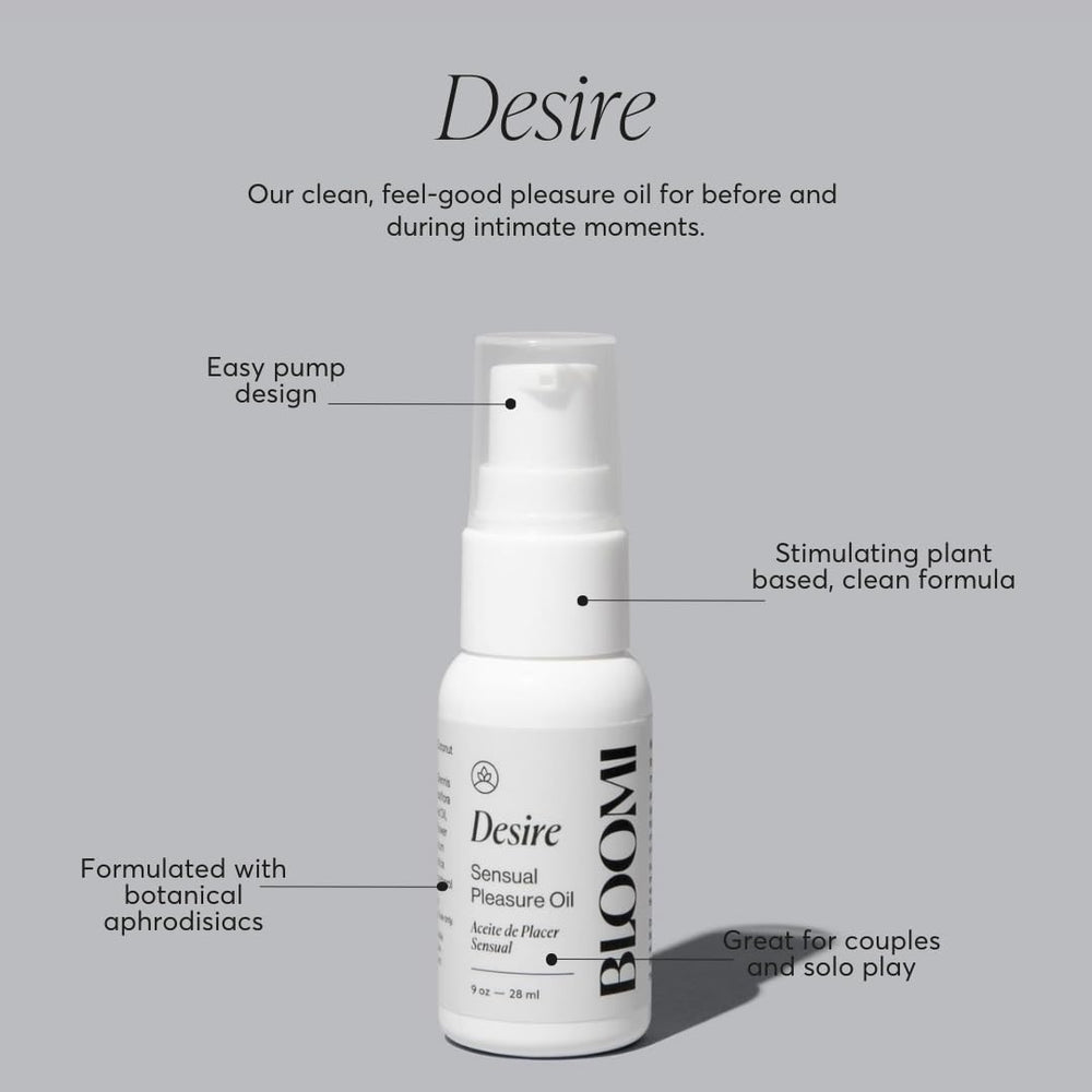 Bloomi Desire Body Oil in hand—silky glide and fast absorption for dry skin.