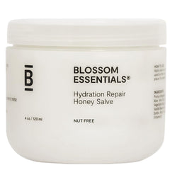 Blossom Essentials Honey Salve packaging highlights sensitive-skin suitability.
