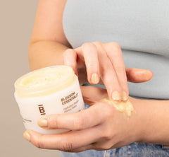 Blossom Essentials Honey Salve texture melting into skin for moisture