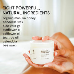 Blossom Essentials Manuka honey ointment absorbs into dry skin.