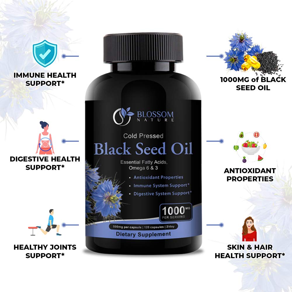 Blossom Nature 1000mg capsules pack convenient two-month supply.