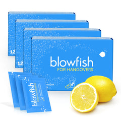 Blowfish hangover tablets dissolving in water for fast relief