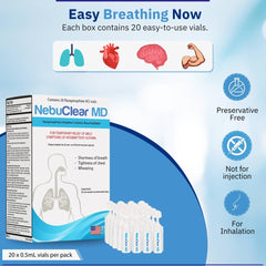 Blue Echo Care NebuClear MD preservative-free formula for gentle inhalation.