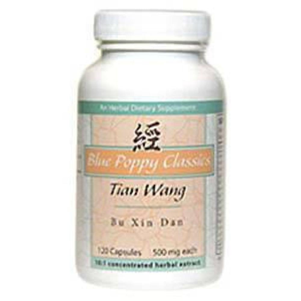 Blue Poppy Tian Wang Bu Xin Dan bottle with herbal capsules for daily wellness
