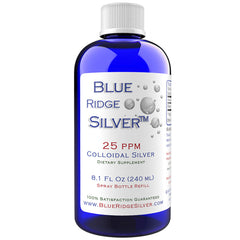Blue Ridge Silver 25 ppm bottle 8oz ready for daily use.